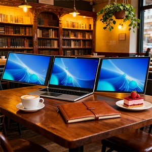 Monitor Portátil Triple <span class=keywords><strong>de</strong></span> 14 Pulgadas al por Mayor, Extensión <span class=keywords><strong>de</strong></span> <span class=keywords><strong>Pantalla</strong></span> con Panel IPS, Tipo <span class=keywords><strong>de</strong></span> <span class=keywords><strong>Pantalla</strong></span> Doble Expandible para Laptop - Product Image 1