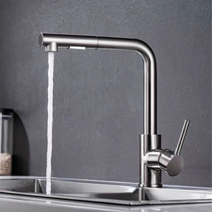 Modern Stainless Steel Kitchen Faucet with <b>Pull</b>-Out Sprayer, 360° Swivel Spout, Single Handle Deck Mount Sink Mixer Tap <b>for</b> <b>Home</b> - Product Image 4