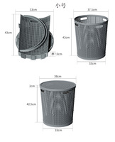 Panier de rangement en rotin plastique pour le linge, petit panier circulaire de grande capacité assemblé avec couvercle, excellent organisateur à la maison