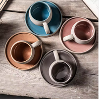 Ensemble de tasses à latte d'eau en grès, fait à la main, style nordique, en céramique, café, thé, tasse avec soucoupe