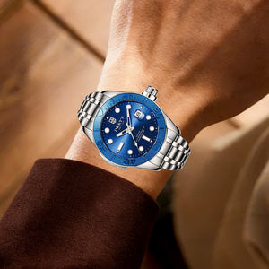 Livraison rapide, montre mécanique automatique avec boîtier en acier inoxydable, étanche 10 ATM, aiguilles lumineuses, avec boîte cadeau - Product Image 5