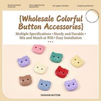 Boutons-pression carrés en plastique à deux trous, motif chat de dessin animé fraise colorée, décoratifs, lavables, pour vêtements d'enfants