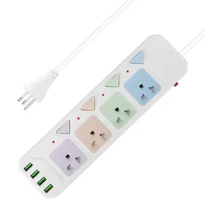 Thailand standard 4 ways socket with Surge Protector Electrical Plastic Power Cord Strip Plug Socket