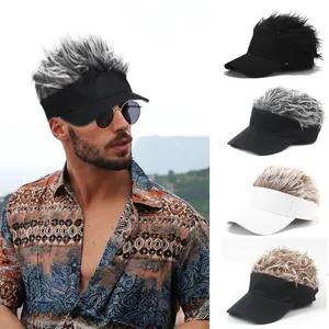 Boné De Beisebol De Golfe Com Cap Cabelo Falso Flair Sun Visor Diversão Toupee Chapéus Homens Mulheres Cravado Cabelos Peruca Chapéu