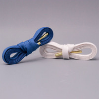Lacets plats en coton ciré personnalisés de 8 mm, couleur unie, design minimaliste - Lacets plats cirés de qualité supérieure pour baskets blanches et chaussures en toile