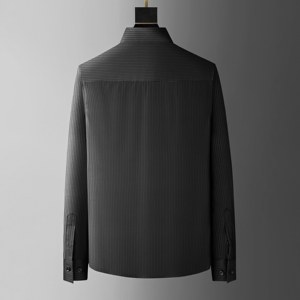 <span class=keywords><strong>Camisa</strong></span> de Manga Larga para <span class=keywords><strong>Hombre</strong></span>, Estilo Vintage, Transpirable, Antiarrugas, con <span class=keywords><strong>Rayas</strong></span> Verticales Finas, Diseño Clásico en Blanco y Negro para un Look Profesional - Product Image 4