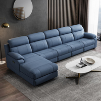 Canapé Inclinable Moderne et Simple en Forme de L et Ensemble de Salon Intelligent avec Canapé d'Angle Électrique Extensible en Cuir Synthétique