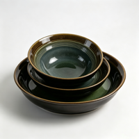 Service de vaisselle EKA de luxe en porcelaine réactive, fait main, style vintage, avec assiettes et tasses à motif ondulé, idéal pour l'hôtellerie et la restauration