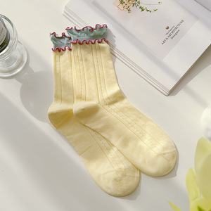 Calcetines <span class=keywords><strong>de</strong></span> malla con encaje y bloques <span class=keywords><strong>de</strong></span> <span class=keywords><strong>color</strong></span>, estilo nuevo, CE, calcetines <span class=keywords><strong>de</strong></span> algodón transpirables hasta la pantorrilla <span class=keywords><strong>para</strong></span> mujer, <span class=keywords><strong>para</strong></span> primavera y verano, a la moda. - Product Image 4