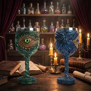 Chope Médiévale Œil de Dragon 304 Acier Inoxydable Résine <span class=keywords><strong>Gobelet</strong></span> Fait Main Calice Fantaisie pour Bar Fête Vin Bière - Product Image 1
