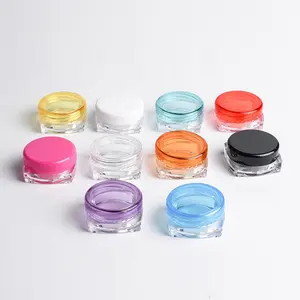 护肤霜迷你方形圆形3g 5g 10g 15g 20g透明空样品塑料唇部化妆品容器罐
