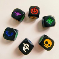 Deskjoy Halloween Party Magic Dice Set Carré Acrylique Gravé Top-RPG Accessoires de Jeux de Table en Plastique Durable