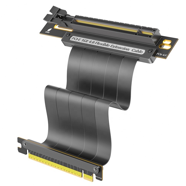 PCIE 4.0 Extension Cable, Black 16x Shielded High Speed GPU Riser Cable PCI Express Port for GPU Extension Card,(Dual 90 Degree)