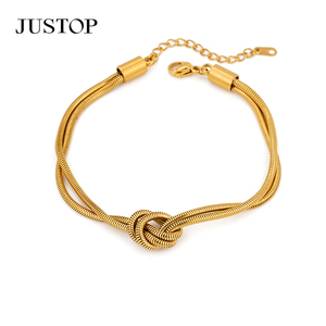 JUSTOP Gold Plated Zinc Alloy Chain Bracelet Women's Bowknot Design Classic Fashion Jewelry - Product Image 1