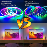 Bande LED RGBIC COB à contrôle WiFi via application, synchronisation musicale, compatible Alexa Google Home, Dream Color WS2811 12V 24V, éclairage intelligent pour la maison