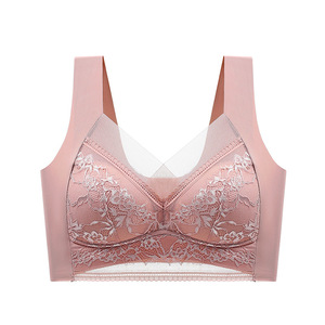 Reggiseno da donna Sexy senza cuciture <span class=keywords><strong>Top</strong></span> di grandi dimensioni in <span class=keywords><strong>pizzo</strong></span> taglie forti senza anello in acciaio Push Up biancheria intima gilet sportivo reggiseno <span class=keywords><strong>Lingerie</strong></span> - Product Image 5