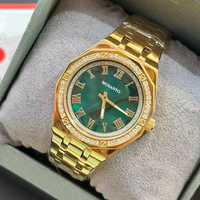 Montre à quartz de luxe pour femmes, boîtier polygonal, lunette en cristal, cadran en nacre avec chiffres romains, bracelet en acier inoxydable