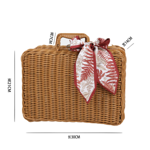 XH estilo bohemio Vintage tejido <span class=keywords><strong>cesta</strong></span> de Picnic apilable suave <span class=keywords><strong>Rectangular</strong></span> tejido almacenamiento plástico ratán maleta <span class=keywords><strong>con</strong></span> <span class=keywords><strong>tapa</strong></span> - Product Image 2