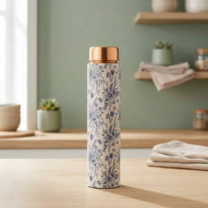 Best Quality BS International NA76 Eco-Friendly Copper Water Bottle 500ml Enamel Finish Reusable <b>Decorative</b> Design <b>Lid</b> Boiling - Product Image 1