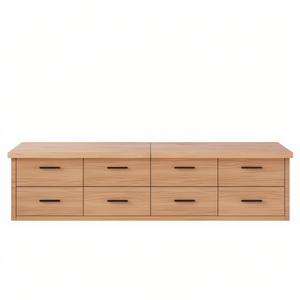 Meuble-lavabo de salle de bain en bois massif, 78,7 po x 19,7 po, finition claire, design moderne et minimaliste, sur pied, rectangulaire - Product Image 1