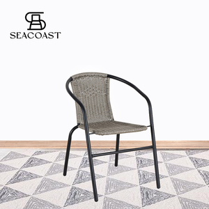 Sedia da Giardino Moderna in Rattan Sintetico Grigio <span class=keywords><strong>Antracite</strong></span>, Comoda, Impermeabile e Resistente, in Acciaio - Product Image 1
