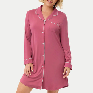 <span class=keywords><strong>Camicia</strong></span> <span class=keywords><strong>da</strong></span> <span class=keywords><strong>Notte</strong></span> in Bambù Organico per Donna, Pigiama a Maniche Lunghe, Abbigliamento Sostenibile per il Relax Femminile, Vestaglia Personalizzata - Product Image 4