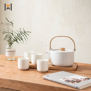 6pcs Porcellana Caffè Tea <span class=keywords><strong>Set</strong></span> <span class=keywords><strong>con</strong></span> Vassoio di Bambù Tè In Ceramica Teiera e Tazza <span class=keywords><strong>Set</strong></span> - Product Image 2