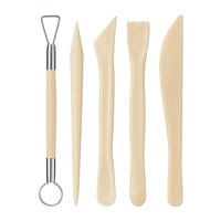 Ensemble d'outils de poterie de sculpture en céramique de 5 pièces Outil de modélisation à double tête avec poignée en plastique et anneau en métal pour fournitures d'art