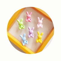 Cabujones de resina de conejo de orejas largas con parte trasera plana al por mayor para álbumes de recortes, joyería, manualidades DIY, decoración de fundas de teléfono y accesorios para slime
