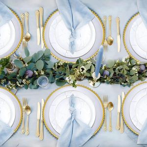 Plaque de chargeurs de vaisselle transparente de luxe de 8 pouces 13 pouces à <span class=keywords><strong>bord</strong></span> doré pour la location de mariage - Product Image 5