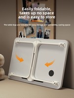 Petit bureau pliable de chevet avec table d'appoint en MDF, support pour ordinateur portable et plateau de lit pour dortoir et usage domestique