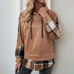Prettysteps 2024 unisexe Vintage surdimensionné pull femmes <span class=keywords><strong>à</strong></span> manches longues <span class=keywords><strong>Plaid</strong></span> <span class=keywords><strong>sweat</strong></span> avec <span class=keywords><strong>capuche</strong></span> tricoté polaire pour l'hiver - Product Image 1