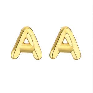 EM1473 Mini Orecchini a Perno Minimalisti Piccoli <span class=keywords><strong>e</strong></span> Delicati Placcati in Oro 18K con Lettera Iniziale a Forma di Bolla per Donne <span class=keywords><strong>e</strong></span> Ragazze - Product Image 3