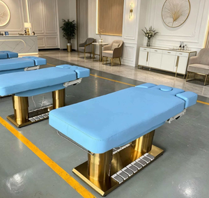 High Quality Luxury Beauty Facial Bed Comfortable Foot Control Cushion Golden Base Salon Furniture LED Light 2026 Hot Sale - Product Image 6