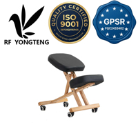 Chaise à genoux ergonomique pliable en bois robuste avec roulettes, soutien de la posture, utilisation à domicile ou au bureau, charge maximale 330 lbs