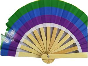 Abanico Plegable Grande y Colorido de 33 cm, Abanicos de Tela y Bambú de 24 Pulgadas para Festivales, Baile, Regalo - Product Image 4