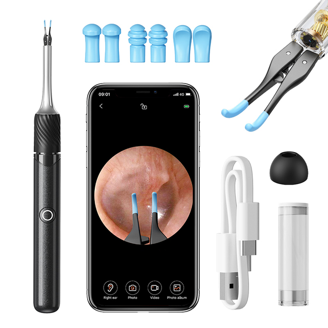 3In1 Tweezers 6LED Wireless Video Ear Pick Set Visual Ear Scope Digital Otoscope Ear Cleaner With Camera