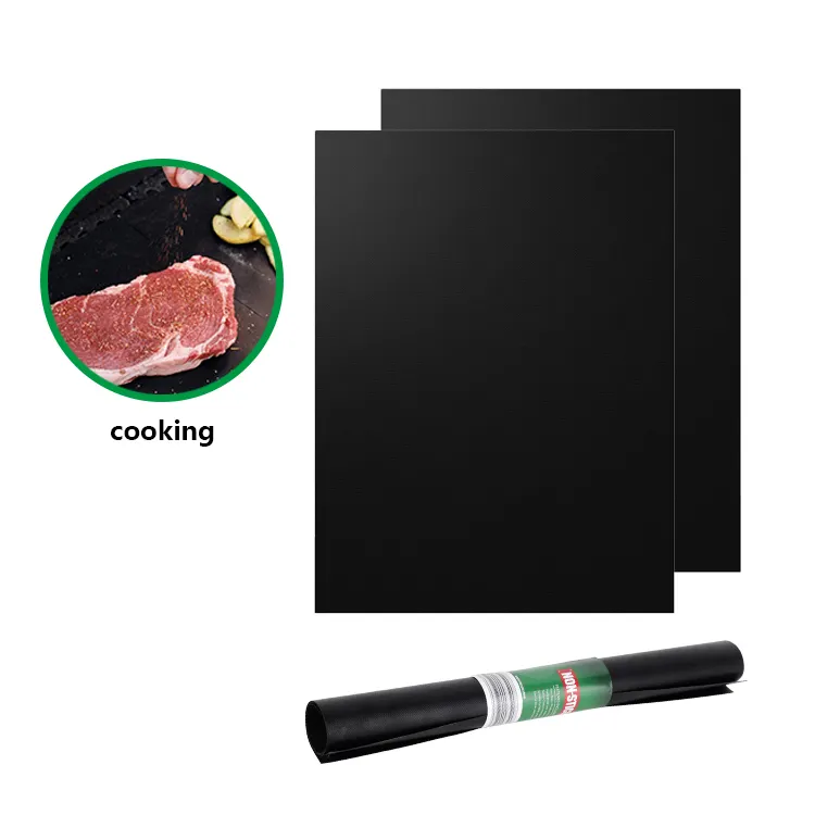 Set of 2 Cooking Mat Easy to Clean Non-stick Reusable Oven Liner BBQ Mat BBQ Grill Mat Charcoal Other Accessories 50 X 40 Cm