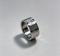 Unisex Vergoldeter Zirkon Edelstahl Tai Chi Yin-Yang Gravierter Breiter Ring Spirituelles Symbol Hochzeits- & Partygeschenk