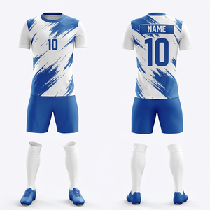 Conjuntos de Camisetas de <span class=keywords><strong>Fútbol</strong></span> Personalizadas Blancas con Diseño de Pinceladas, Uniformes de <span class=keywords><strong>Fútbol</strong></span> de Manga Corta con Malla para <span class=keywords><strong>Equipos</strong></span>, Ropa de <span class=keywords><strong>Fútbol</strong></span> de Secado Rápido para Entrenamiento - Product Image 3