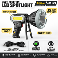 Lampe de travail LED Bright Bird 400lm 6000K lumière du jour rechargeable par USB batterie Li-ion 18650 IP44 extérieur jardin hôtel