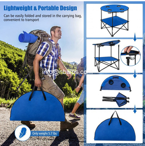 <span class=keywords><strong>Table</strong></span> de <span class=keywords><strong>Camping</strong></span> légère à <span class=keywords><strong>double</strong></span> couche <span class=keywords><strong>Table</strong></span> ronde de pêche en plein air pliable durable avec 4 porte-gobelets - Product Image 6