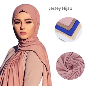 YW125# <b>Plain</b> Color Long Shawl Scarves Jersey Hijab Muslim Soft Headscarf Women Black Turban Tie Headband HeadWrap Foulard - Product Image 2