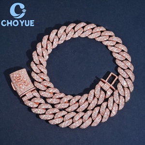 Hip Hop Style 21mm Heavy 925 Sterling Silver Rose Gold Plated Moissanite Cuban Link <b>Chain</b> Necklace Men's <b>Iced</b> <b>Out</b> Jewelry - Product Image 5