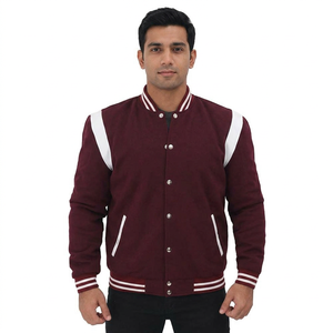 Custom Manufacturer High Quality Embroidery Canvas Wool Sleeves Letterman Varsity Jackets Unisex Winter Stand Collar Front Logo - Product Image 1