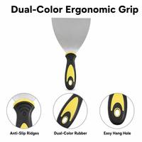 Spatule de nettoyage double face en acier inoxydable avec manche en caoutchouc pour polissage, vente en gros