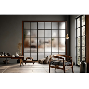 <span class=keywords><strong>Puerta</strong></span> <span class=keywords><strong>Corredera</strong></span> de Bolsillo con Riel Oculto Empotrado en la Pared, Marco de Aleación de Titanio-Magnesio, Doble Vidrio Templado, Prevención de Incendios, Interior - Product Image 4