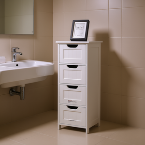 Gabinete de almacenamiento de baño blanco independiente con cajones Muebles de baño - Product Image 2
