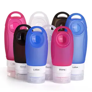 Du Lịch Phụ Kiện 60Ml 89Ml Xách Tay Rỗng Bơm Lại Mỹ Phẩm Có Thể Ép Kit Silicone Travel Chai Set Với Hút Cup