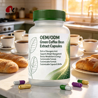 Capsules d'extrait de grains de café vert à marque privée avec acide chlorogénique pour la gestion du poids, le stimulation du métabolisme, complément alimentaire